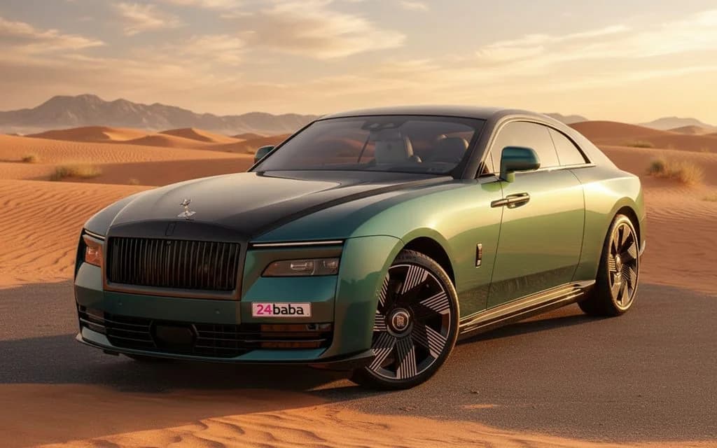 RollsRoyce Spectre 2025 Green front view with headlights – rental in Dubai