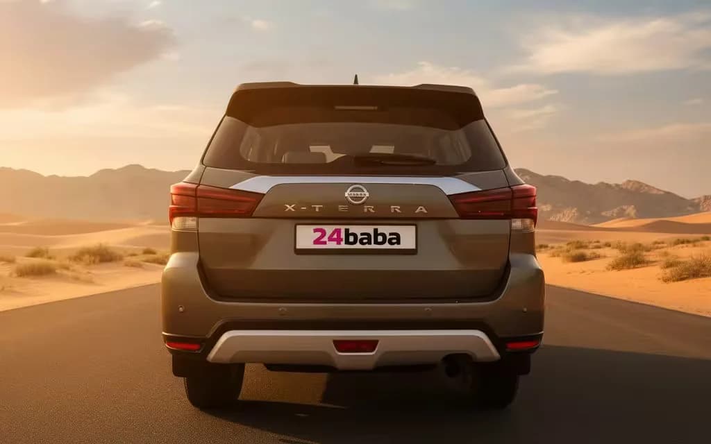 Nissan X Terra 2024 Grey rear view showing taillights – rental in Dubai