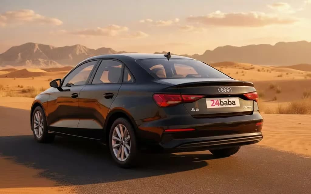 Audi A3 2022 Black rear view showing taillights
