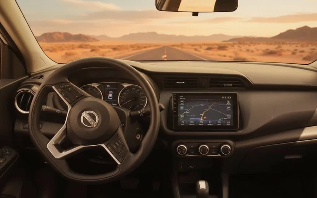Nissan Kicks 2024 interior view showing trim – rental in Dubai