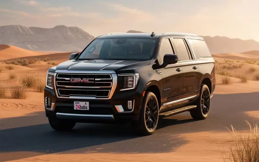 Gmc Yukon 2023 Black front view with headlights – rental in Dubai