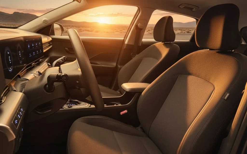 Hyundai Kona 2025 leather seats and cabin – rental in Dubai