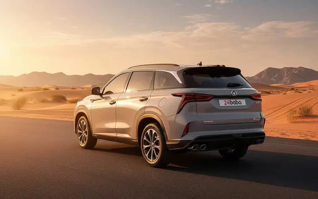 Changan Cs75 2022 Grey rear view showing taillights – rental in Dubai