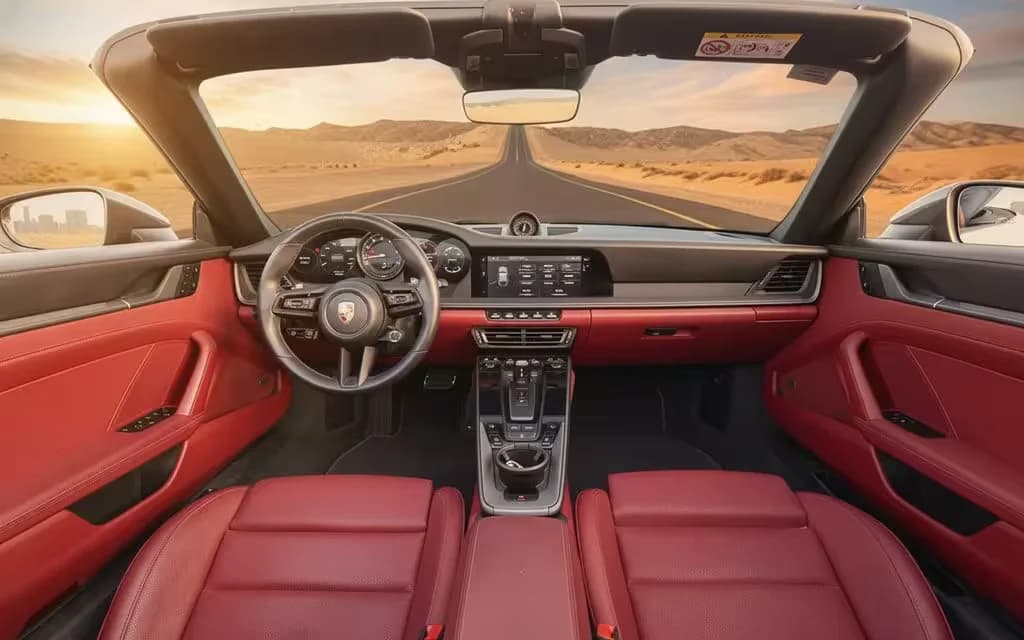Porsche 911 2023 interior view showing trim – rental in Dubai