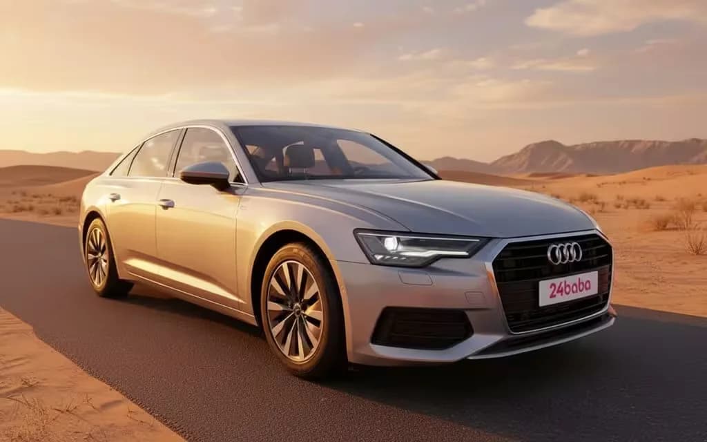 Luxury car rental in Dubai with skyline background