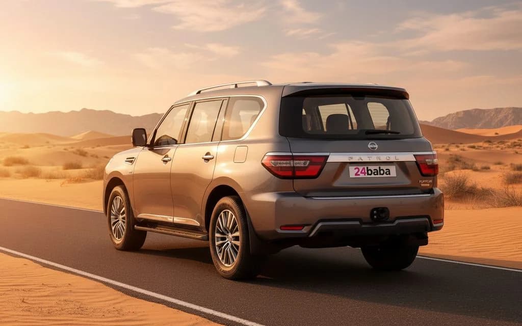 Nissan Patrol 2021 Grey rear view showing taillights