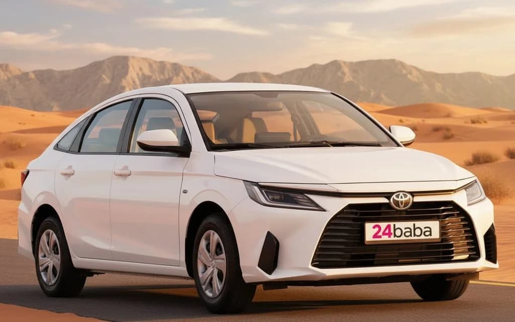 Toyota Yaris 2023 White front view with headlights
