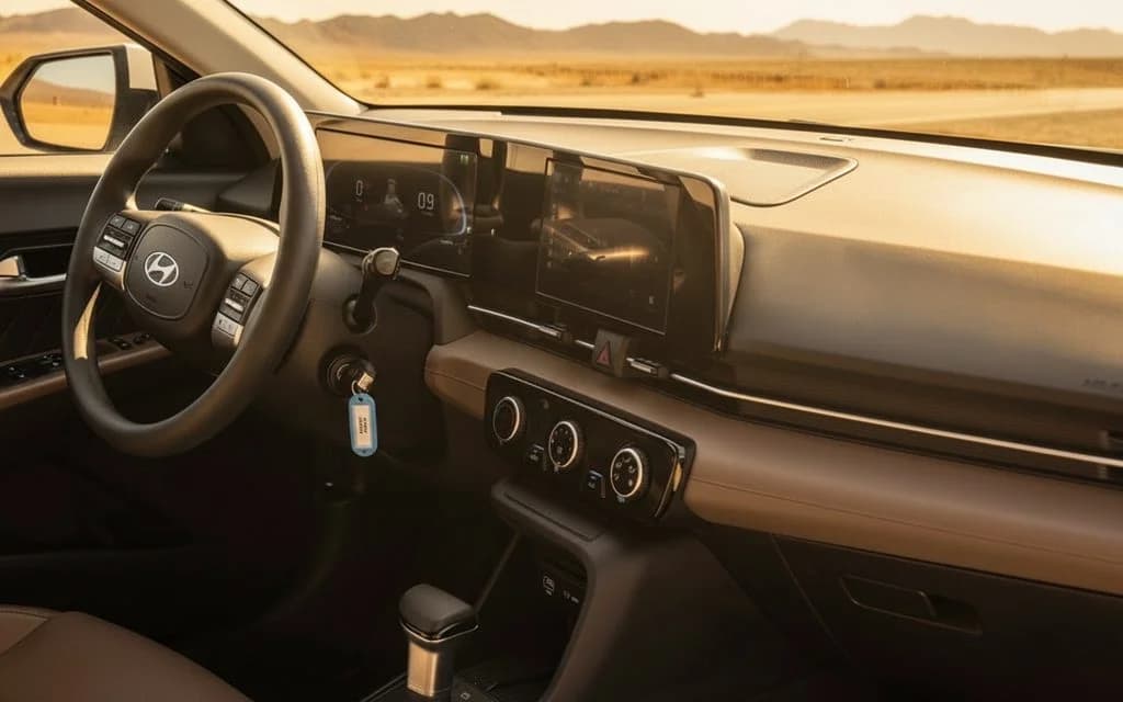 Hyundai Accent 2025 interior view showing trim – rental in Dubai