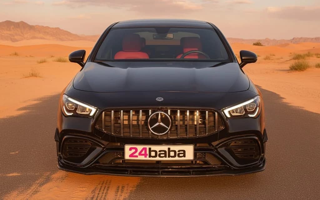 Mercedes Cla250 2023 Black front view with headlights
