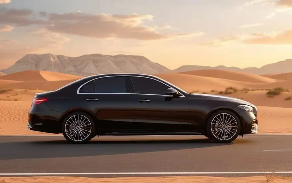 Mercedes C200 2024 Black side profile