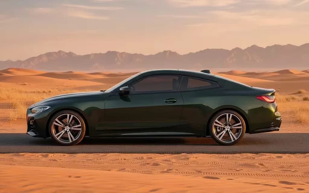 Bmw 430 2021 Green side profile – rental in Dubai