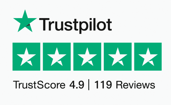 Trustpilot rating - TrustScore 4.9 with 119 reviews