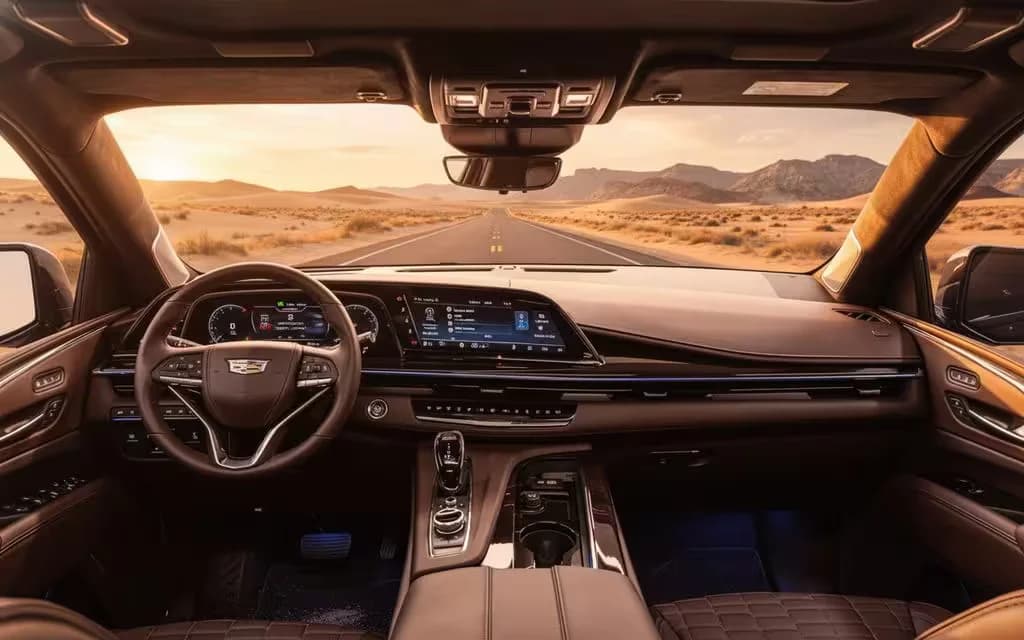 Cadillac Escalade 2024 dashboard and infotainment – rental in Dubai