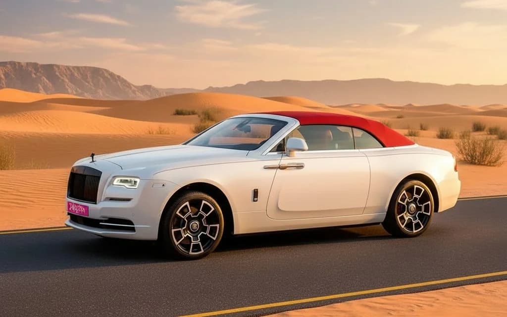 RollsRoyce Dawn 2022 White front view with headlights – rental in Dubai