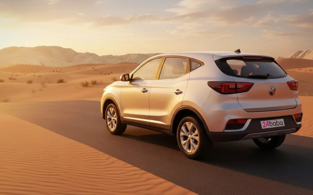 Mg Zs 2020 Silver rear view showing taillights – rental in Dubai