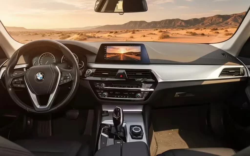 Bmw 520 2024 White rear view showing taillights – rental in Dubai