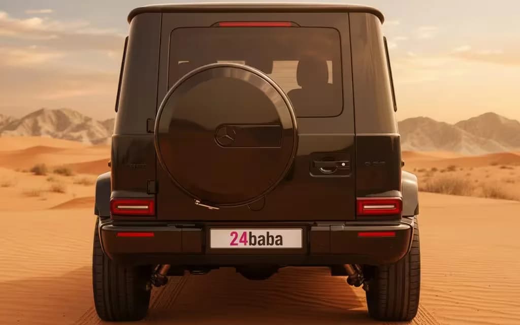 Mercedes G63 2023 Black rear view showing taillights – rental in Dubai
