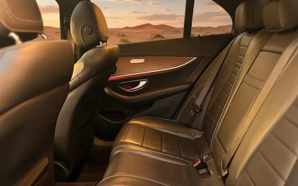 Mercedes E250 2022 leather seats and cabin – rental in Dubai