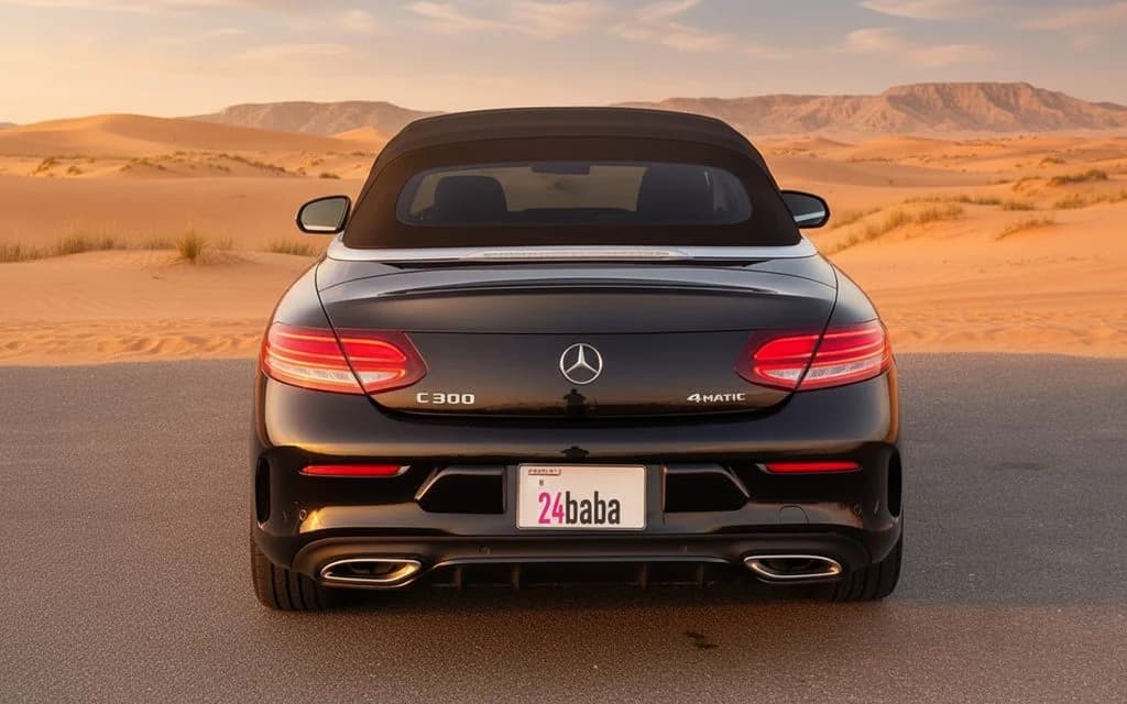 Mercedes C300 2021 Black rear view showing taillights