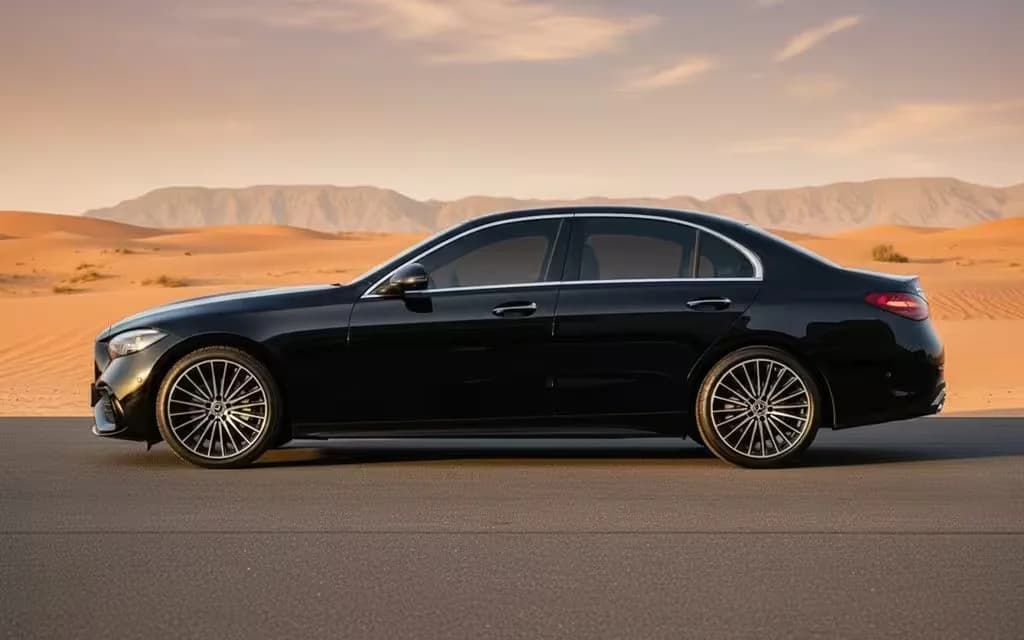 Mercedes C200 2024 Black side profile