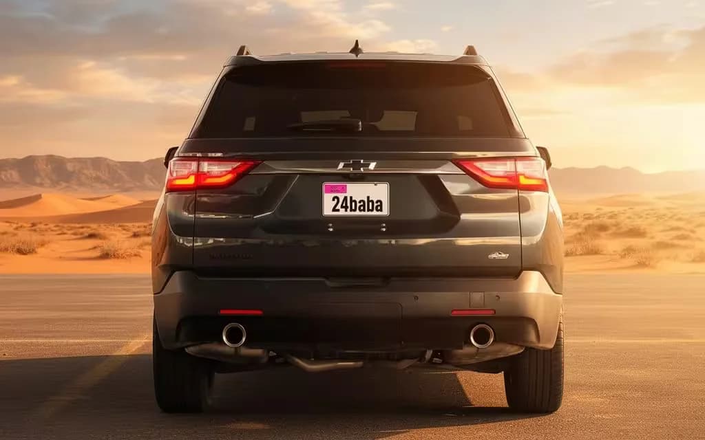 Chevrolet Traverse 2021 Grey rear view showing taillights – rental in Dubai