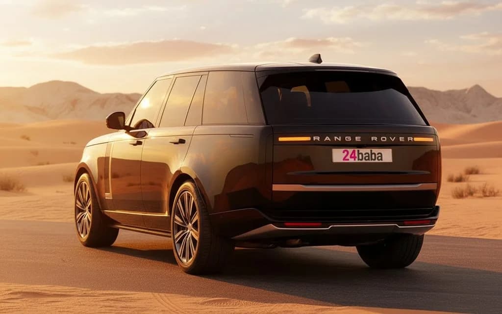 LandRover RangeRoverVogueHse 2024 Black rear view showing taillights – rental in Dubai