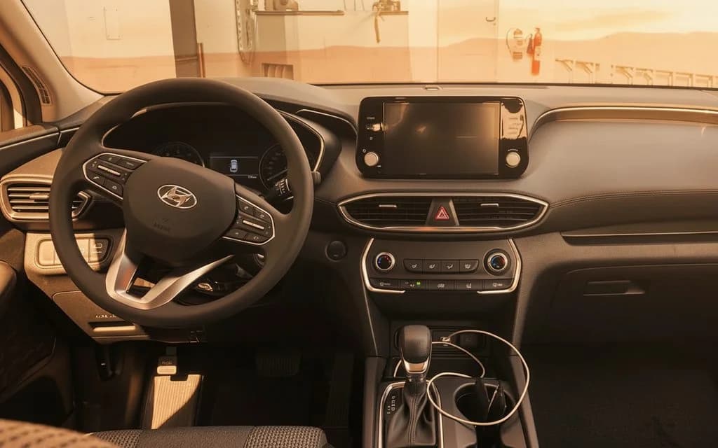 Hyundai SantaFe 2022 interior view showing trim – rental in Dubai