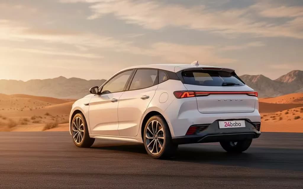 Bestune B70 2023 White rear view showing taillights – rental in Dubai