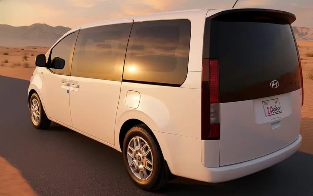 Hyundai Staria 2025 White rear view showing taillights – rental in Dubai