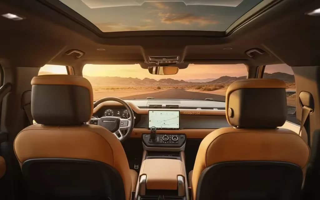 LandRover Defender 2023 interior view showing trim – rental in Dubai