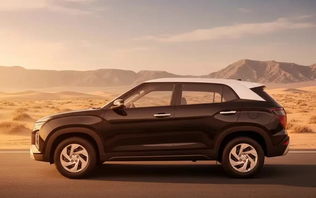 Hyundai Creta 2024 Black side profile – rental in Dubai