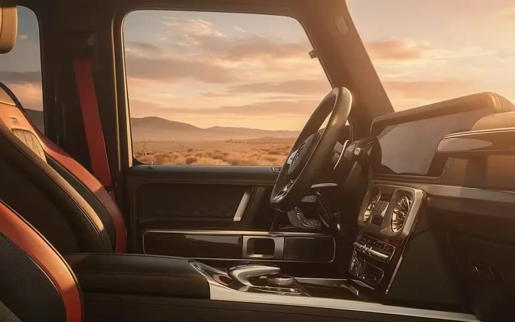 Mercedes G63 2021 interior view showing trim – rental in Dubai