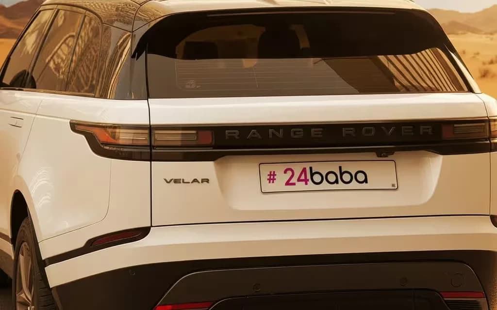 LandRover RangeRoverVelar 2024 White rear view showing taillights – rental in Dubai