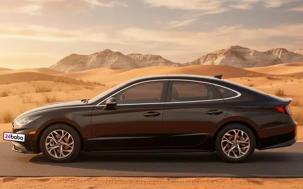 Hyundai Sonata 2021 Black side profile – rental in Dubai