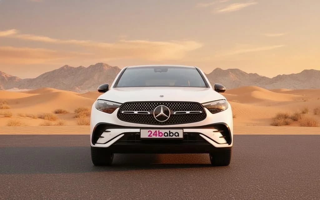 Mercedes Glc200 2024 White front view with headlights
