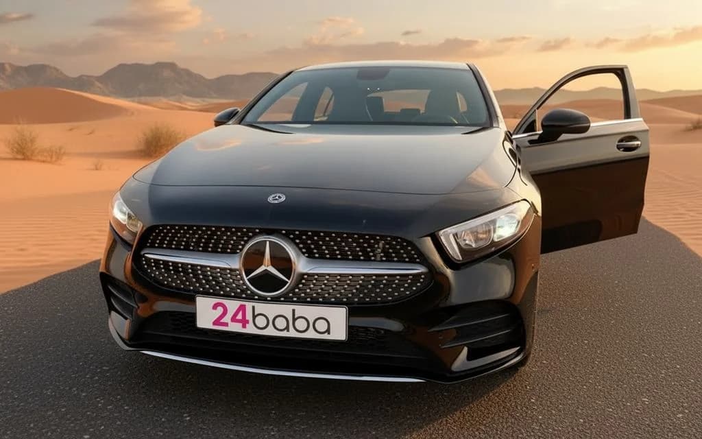 Mercedes A220 2021 Black front view with headlights