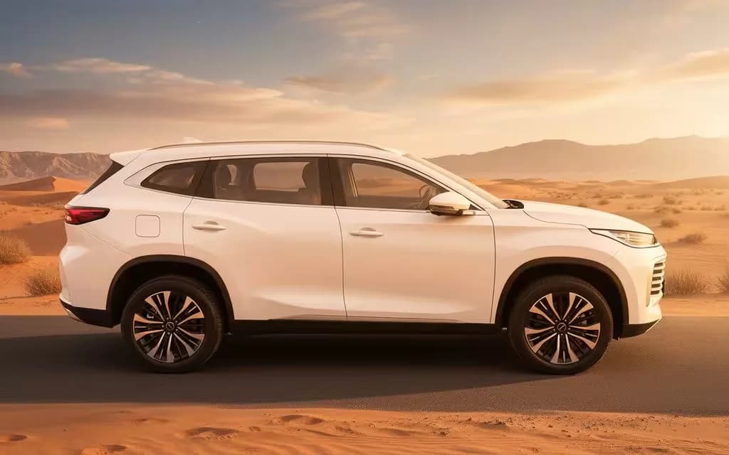 Exeed Txl 2025 White side profile – rental in Dubai