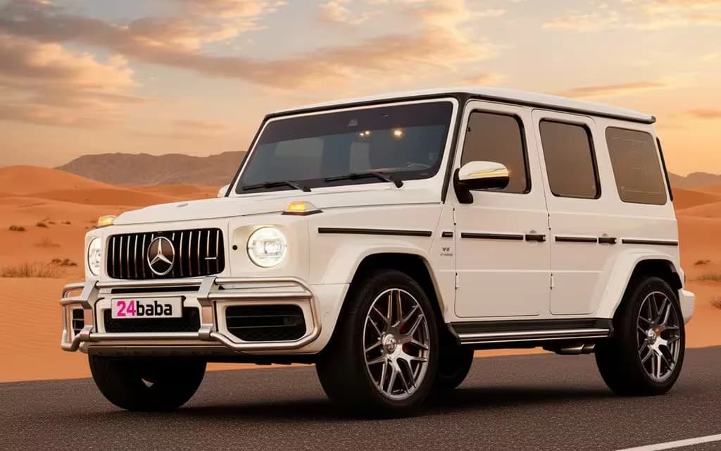 Mercedes G63 2022 White cover image – rental in Dubai