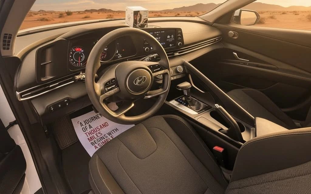 Hyundai Elantra 2021 interior view showing trim – rental in Dubai