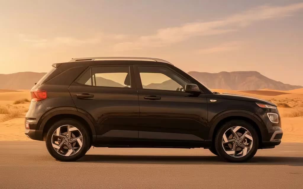 Hyundai Venue 2021 Black side profile – rental in Dubai