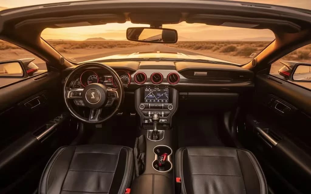 Ford Mustang 2025 dashboard and infotainment – rental in Dubai