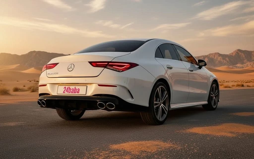 Mercedes Cla250 2021 White rear view showing taillights