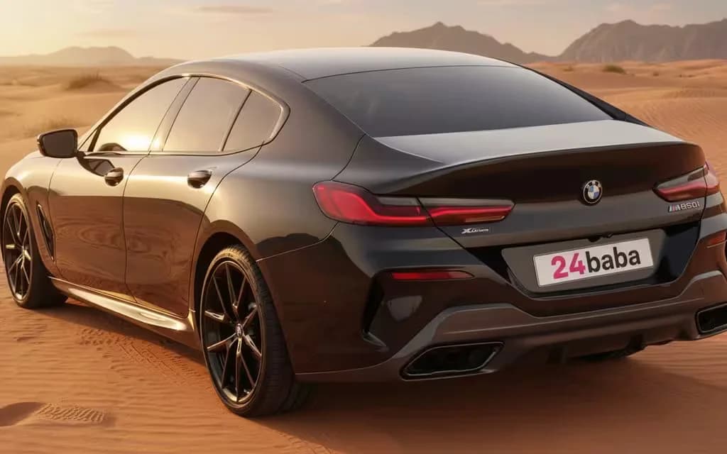 Bmw 850 2022 Black rear view showing taillights – rental in Dubai