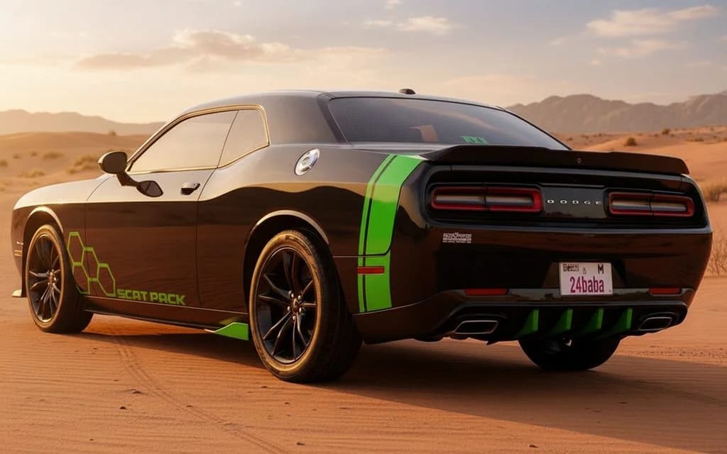 Dodge Challenger 2025 alloy wheel close up – rental in Dubai