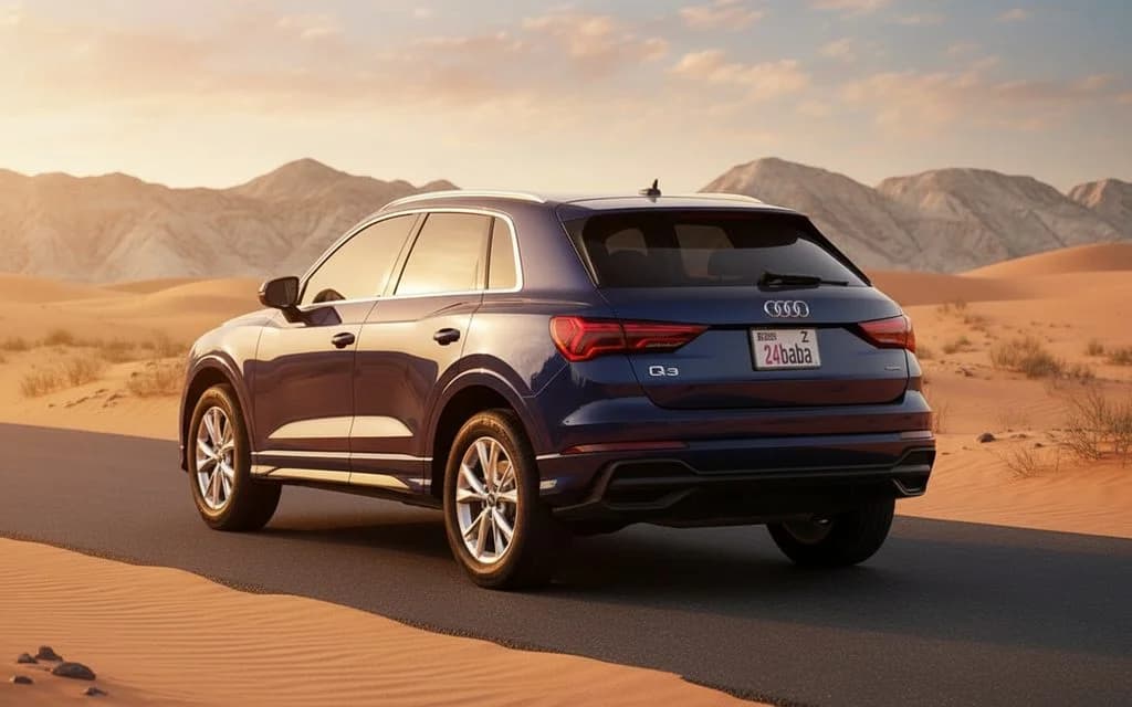 Audi Q3 2024 Blue rear view showing taillights