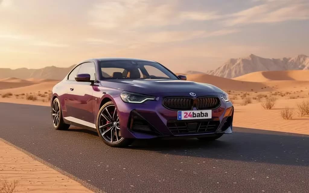 Bmw 230 2022 Purple front view with headlights – rental in Dubai