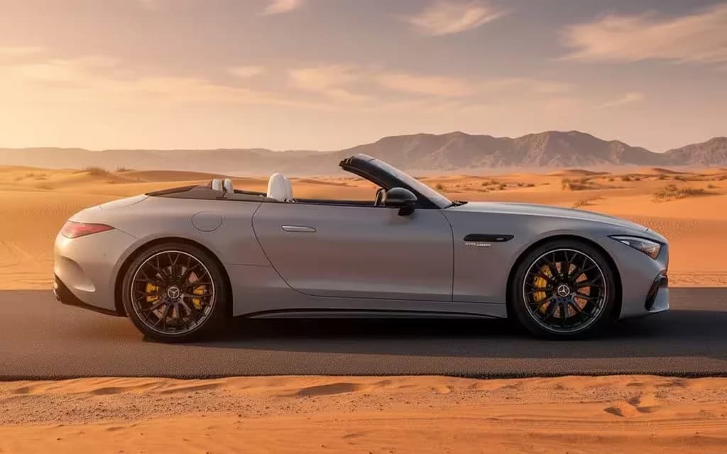 Mercedes Sl63 2025 Grey side profile – rental in Dubai