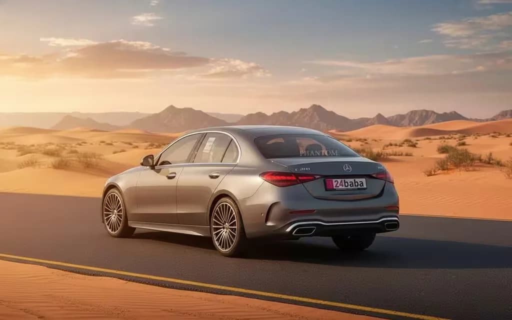 Mercedes C200 2022 Grey rear view showing taillights