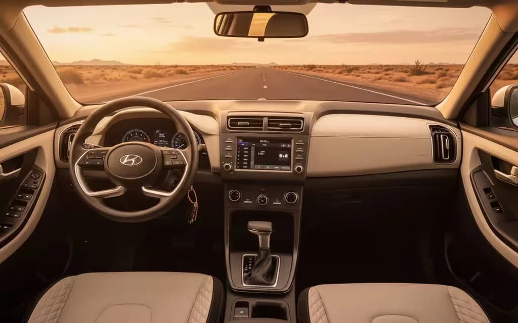 Hyundai Creta 2023 dashboard and infotainment – rental in Dubai
