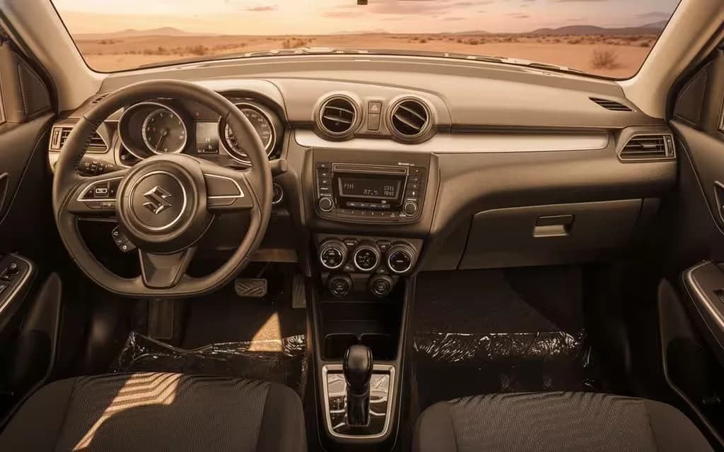 Suzuki Swift 2023 dashboard and infotainment – rental in Dubai